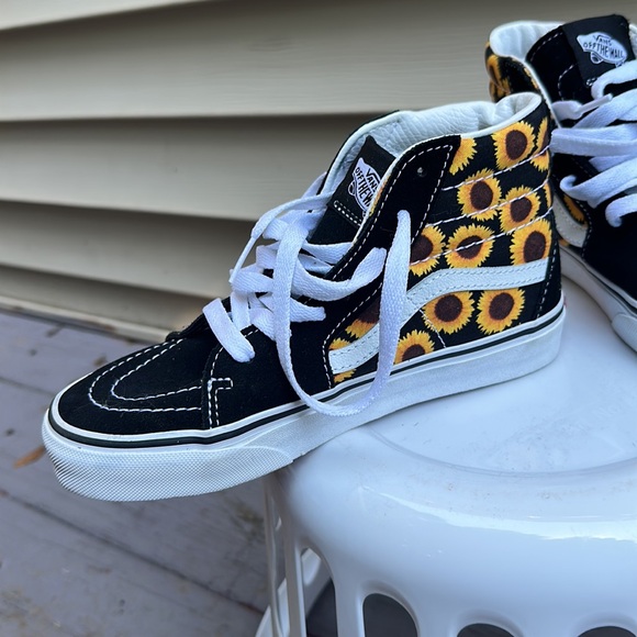 Vans Sunflower yellow and black high top sneaker girls kids size 3 - Picture 5 of 13